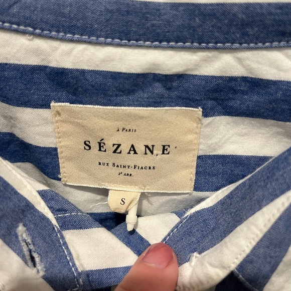 NWOT Sézane Women’s Maxine Oversized Blue & White Stripe Shirt Dress Size Small - Picture 4 of 10
